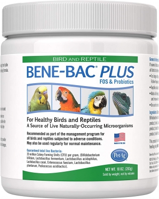 PetAg Bene-Bac Plus Bird & Reptile Supplement Порошок с пробиотиками для птиц и рептилий 283 гр (США)
