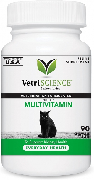 VetriScience Nu Cat Chewable Tablets Multivitamin for Cats, 90 count таблетки мультивитамин  для кошек, 90 шт (США)