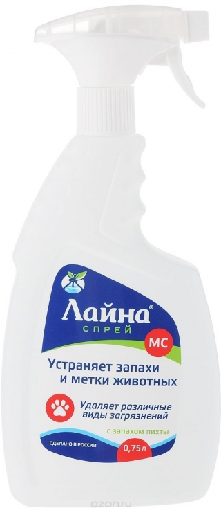 ЛАЙНА МС Спрей с ароматом Пихты 0,75 литра  для уничтожения пятен и запахов от животных 