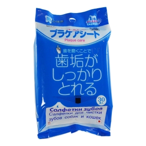 *Влажные салфетки для чистки зубов собак и кошек  уп.30 шт. TAURUS (Япония)