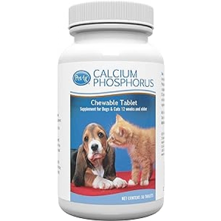 PetAg Calcium Phosphorus Tablets for Dogs & Cats - Fortified with Vitamin D - витаминная добавка для котят/щенков с кальцием , 50 таб.(США)
