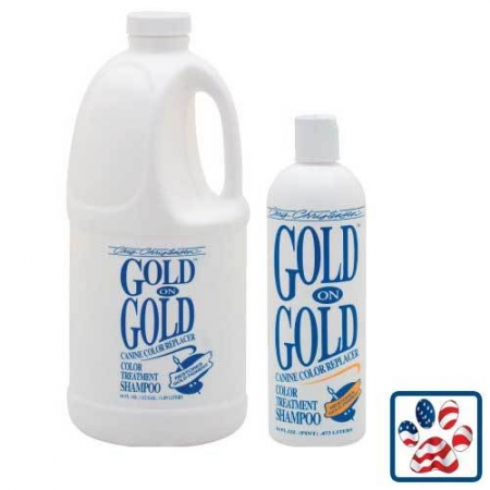 041* Chris Christensen Gold on Gold Shampoo / Крис Кристенсен шампунь для шерсти золотистых оттенков 1,9л (США)