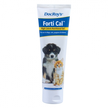 Doc Roy's Forti Cal Gel -высококалорийная паста для котят/щенков, кормящих и ослабленных животных  4.25 oz  120,5 гр(США)